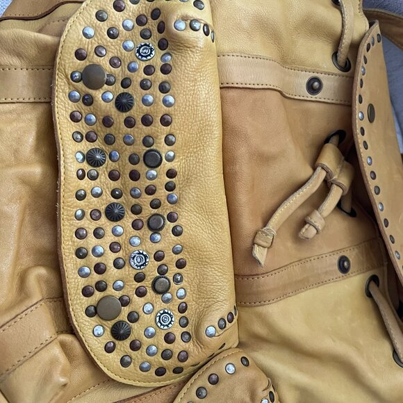 Viola Castellani Leather Backpack w/matching Wallet/wrist purse - Golden Yellow - Picture 6 of 16